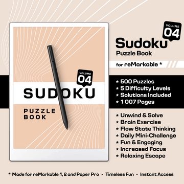 Enjoy Sudoku fun on your reMarkable Paper Pro - Volume 04! Perfect for relaxing with your favorite cup of coffee.