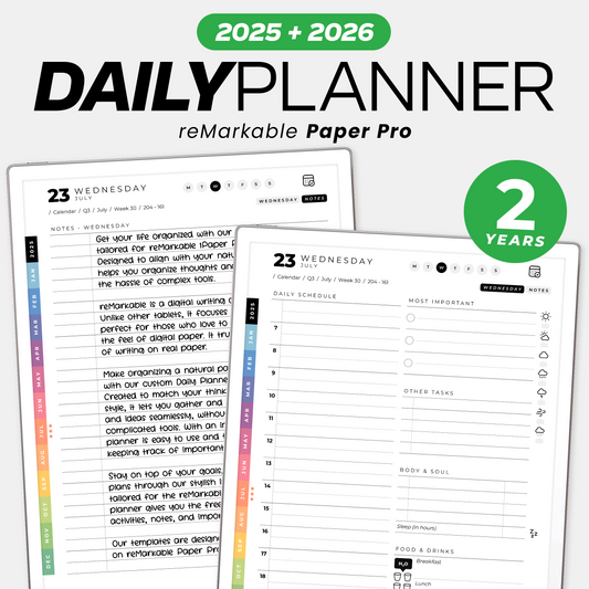 reMarkable Paper Pro Daily Planner 2025 + Free 2026. Next 2 years