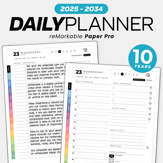 Daily Planner 2026 to 2035 + Free 2025. reMarkable Paper Pro. Next 10 years