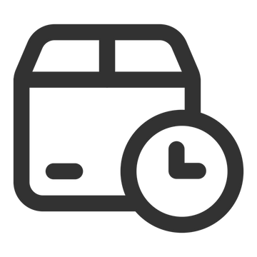Package with clock icon - Symbolizing instant productivity and time management with digital planners