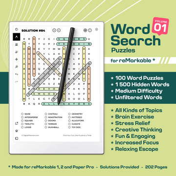 Word Search Puzzle. Remarkable Paper Pro - Volume 01