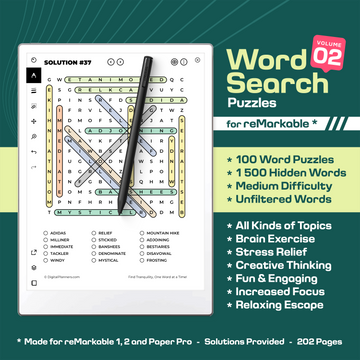 Word Search Puzzle. Remarkable Paper Pro - Volume 02