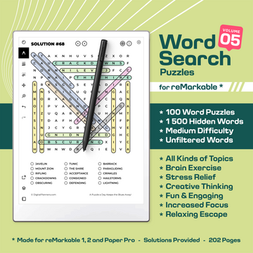 Word Search Puzzle. Remarkable Paper Pro - Volume 05