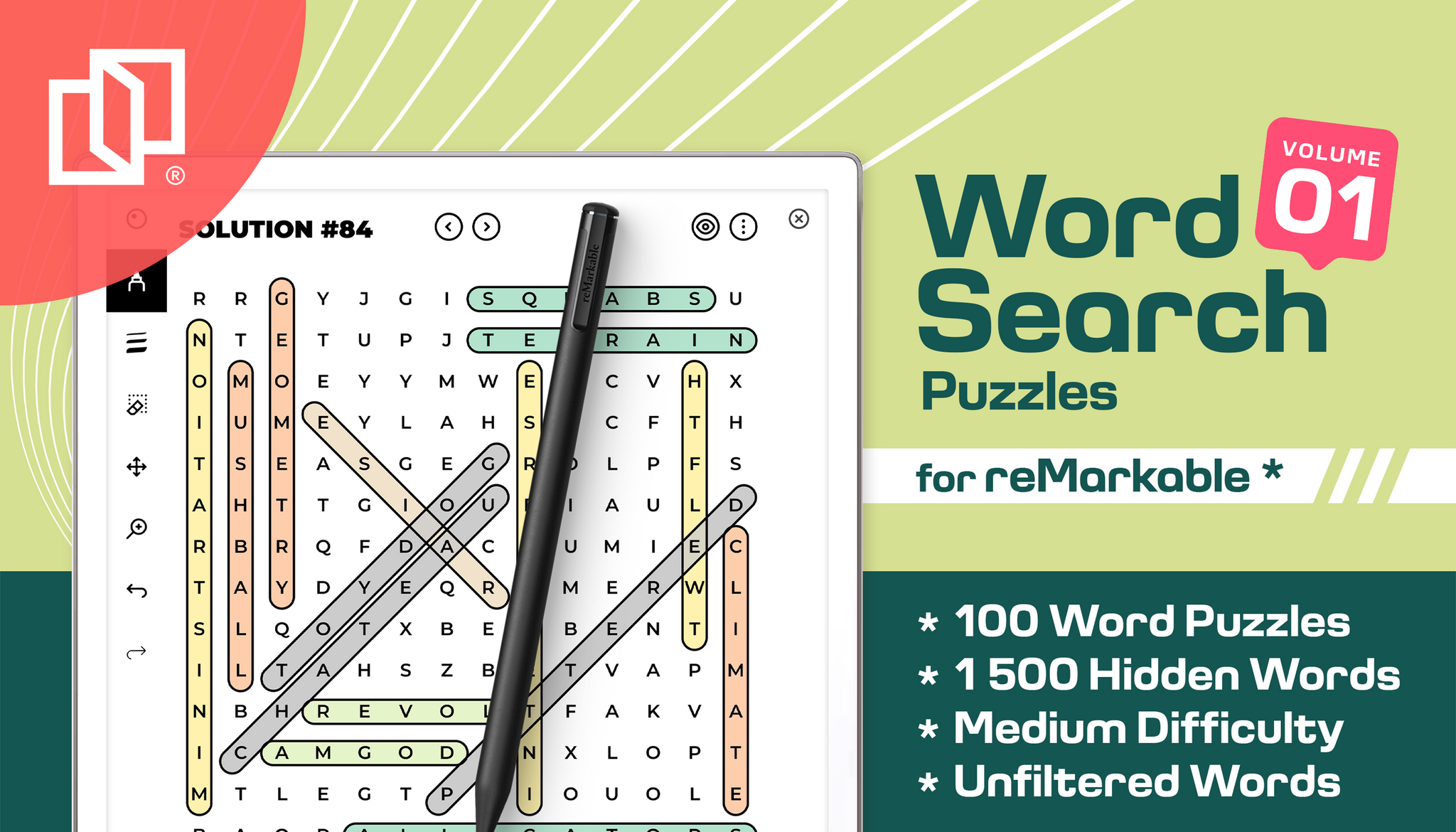 Word Search Puzzles for reMarkable Paper Pro – Fun Brain Exercise & Mental Focus