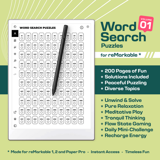 Word Search Puzzle. Remarkable Paper Pro - Volume 01