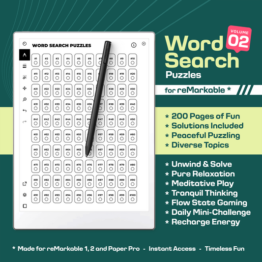 Word Search Puzzle. Remarkable Paper Pro - Volume 02