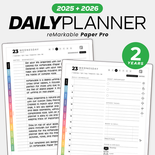 reMarkable Paper Pro Daily Planner - 2025 + 2026