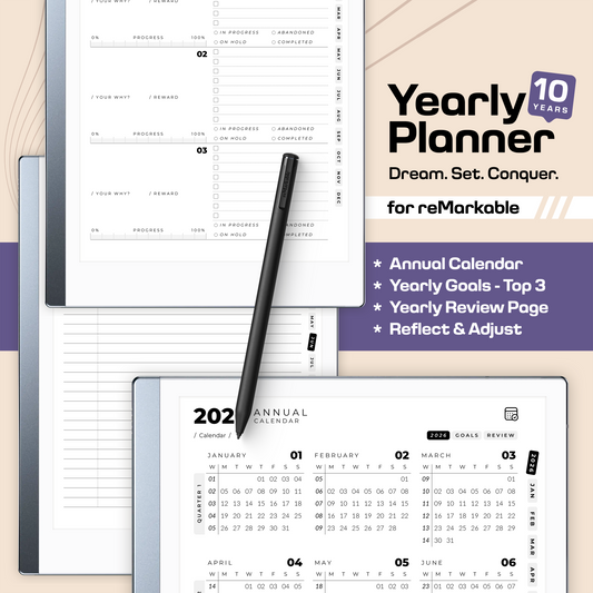 Daily Planner 2026 to 2035 for reMarkable 2 + FREE 2025. Next 10 Years