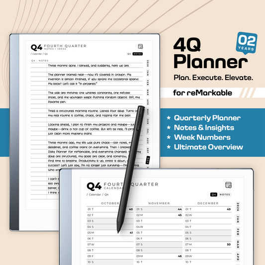 Daily Planner 2026 for reMarkable 2 + Free 2025. Next 2 years