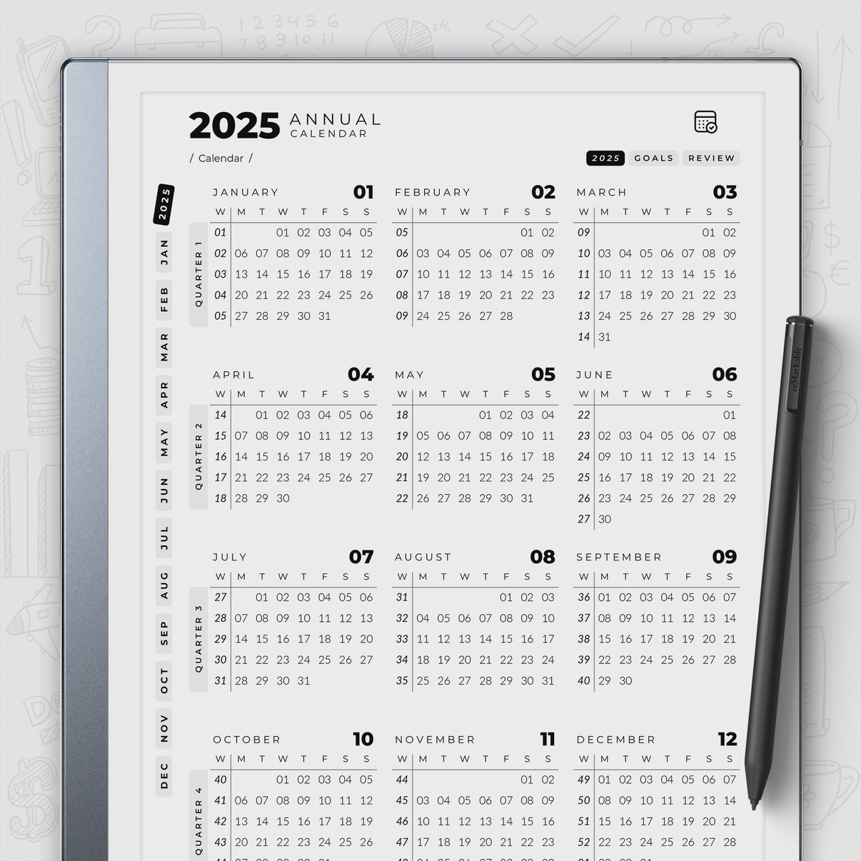 Daily Planner 2026 for reMarkable 2 + Free 2025. Next 2 years
